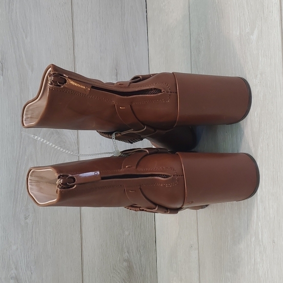 AD & DAUGHTERS Womens Anthropologie Mid Calf Heels Leather Booties shoes sz 6.5 - Picture 5 of 16